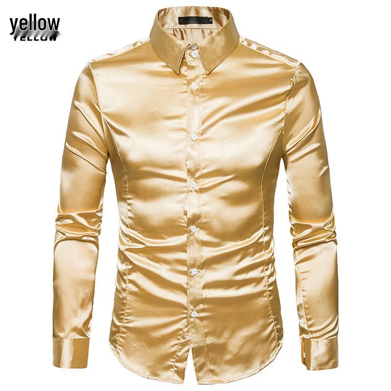 Men's 2023 Autumn Long Sleeve Shiny Casual Fashion Shirt - European Size