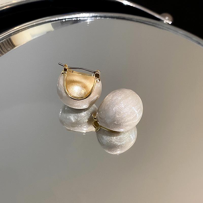 Vergoldete Retro Emaille Bohnen Ohrklemmen - Elegante Damenohrringe