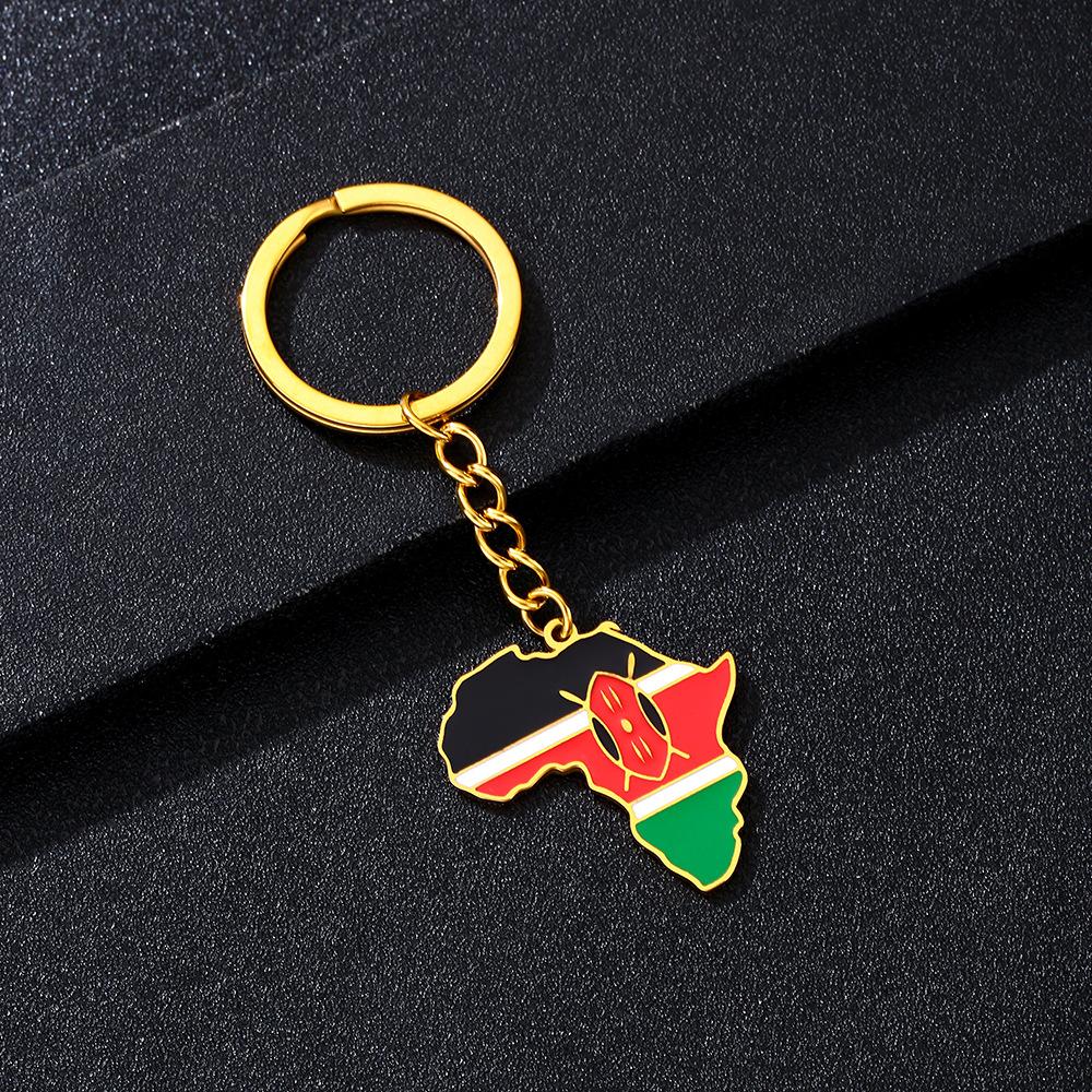 Portachiavi Premium in Acciaio Inossidabile con Ciondolo Mappa Bandiera Africa Ghana Nigeria Capo Verde Congo Uganda Regalo per Appassionati di Viaggi