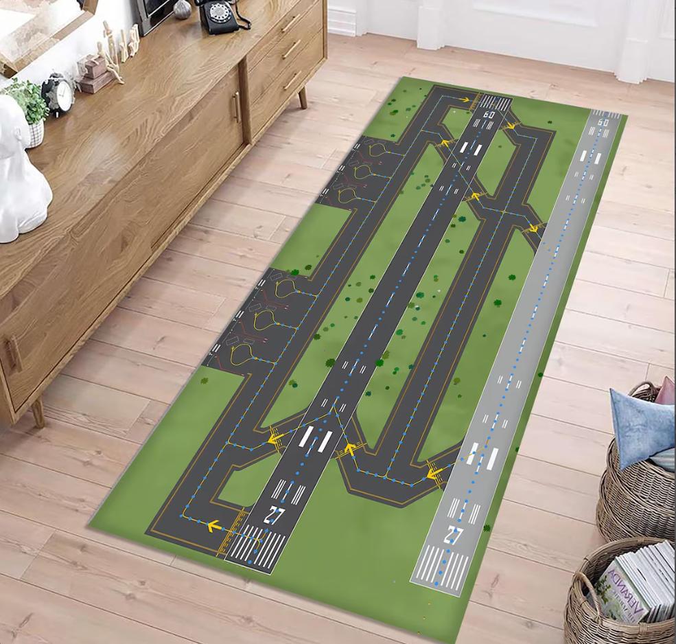

Runway Runner Rug Terminal Rail Road Carpet Green Grass Road Carpet Children s Climbing Mat Home Decoration Rug 40X120CM
