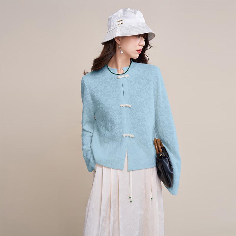 Mocana Women's Chinese Style Disc Button Lambswool Long Sleeve Sweater