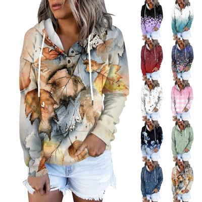 Dámska neformálna mikina s kapucňou s dlhým rukávom a okrúhlym výstrihom