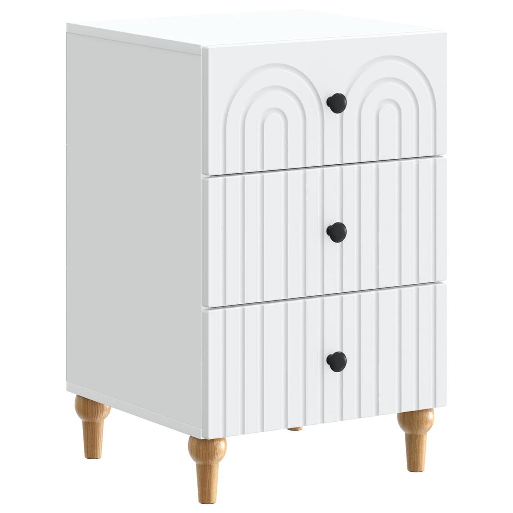 White Nightstand with Drawers 43 x 41 x 66.5 cm Engineered Wood