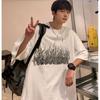 Men Short Sleeve T-Shirts Letter Graphic Print Half Sleeve Tshirts Pullover T-shirt Casual Tee Man Korean Casual Round Neck Retro Tops For