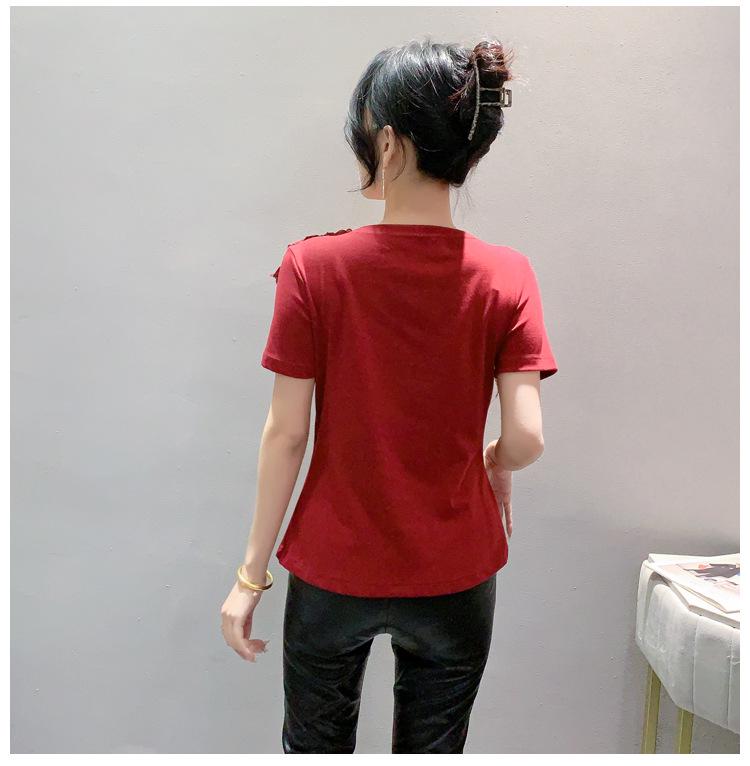 Slimming Irregular Summer 2024 Women's T-shirt: Trendy Foreign Style Short Sleeve Design