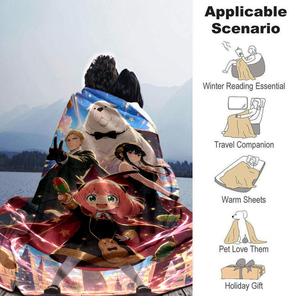Spy X Family Print Flannel Blanket High Quality Warm Comfortable Cover for All Seasons Perfect for Gifts Home Decor