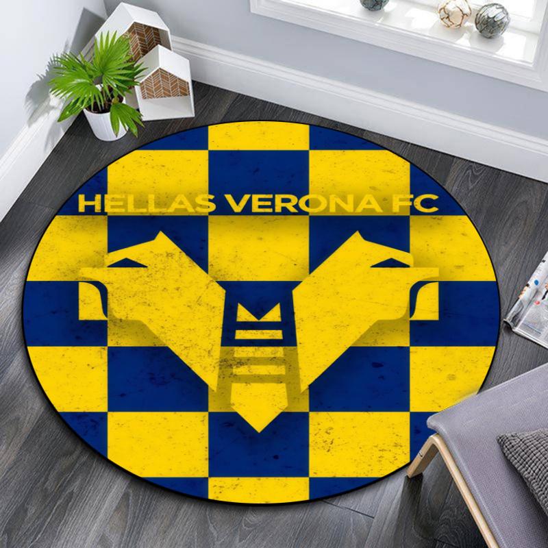 Hellas Verona FC pattern round rug,Carpet Rug for Living Room Bedroom Playroom ,Non-slip Floor Mat,Holiday Gifts and Birthday Gifts.