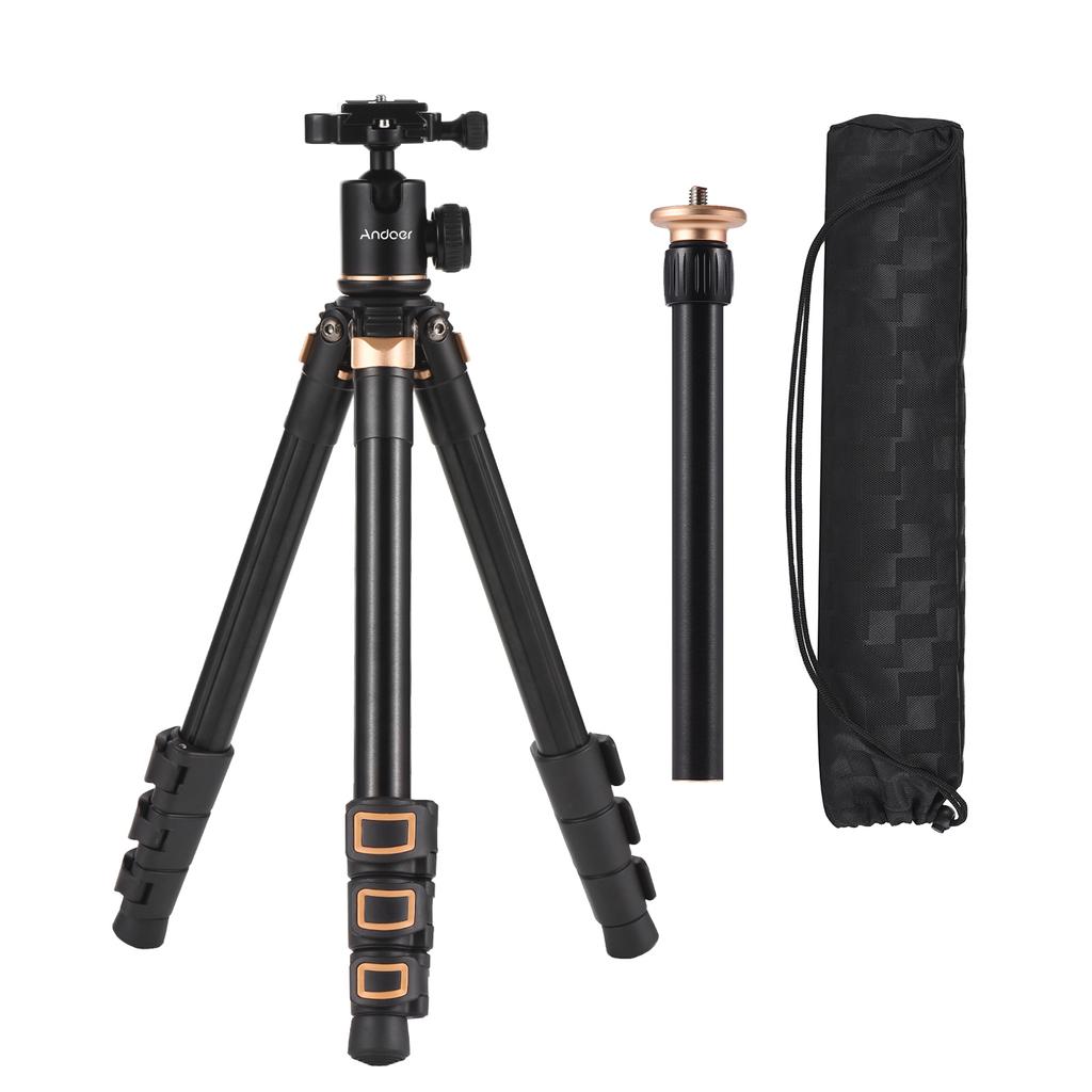 Andoer Portable Camera Tripod Stand Aluminium Alloy 360 Degrees Rotatable Ball Head 5kg/11lbs Load