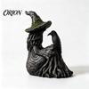 Unique Resin Craft Gifts Luminous Witch & Raven Figurine with Mossy Tree Texture, Gothic Durable Weather Resistant Ornament Statue LED Light