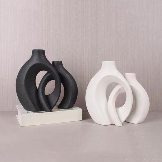 2 Stück/Set Hohl Moderne Plastikvase für Pampasgras Nordischer Boho Stil Dekorative Vase für Hochzeit Abendessen Tischmittelstück