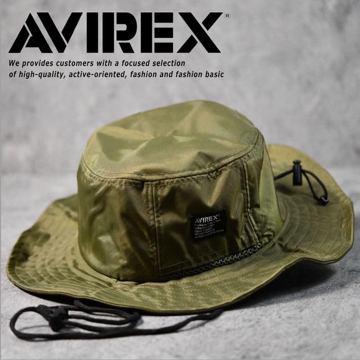 Avirex Safari Hat Outdoor Cap Size Khaki Men's Adventure/Mountain (17158300), Water-Repellent, (7987988) (JP, Chart, 57.0 Cm, 59.0 Cm, (Regular Size))