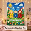 Custom Personalized Tapestry,Teletubbies Print Custom Name Text Wall Art Hanging for Bedroom