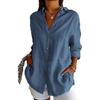 European Style Women Solid Pleated Shirt with Lapel and Roll Up Sleeves
