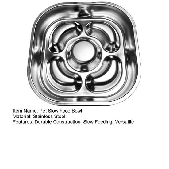 Pet Slow Food Bowl Anti-Slip Design Promotes Slow Feeding Stainless Steel Pet Dog Bowl for Small to Medium Dogs