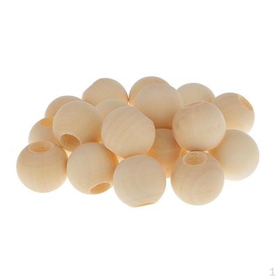 Lot de 20 perles rondes en bois non finies, amples, pour la fabrication de bijoux, artisanat, 25mm