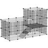 Enclosure For Dwarf Rabbits 39 Panel Stall For Small Pets With Ramp For Small Animals Indoor Black