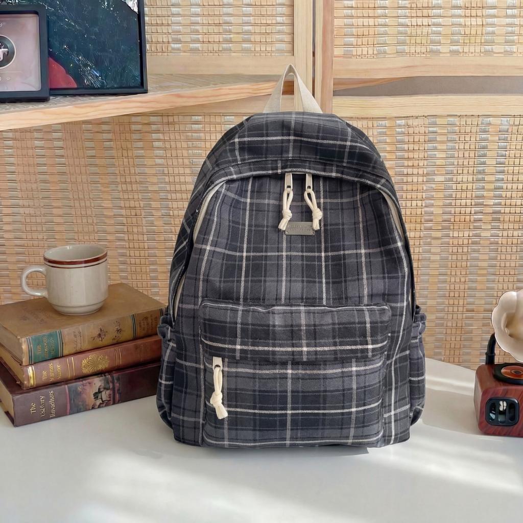 SchoolbagYZ Korean version ins small fresh and lightweight schoolbag female high school student college student plaid cute backpack waterproof