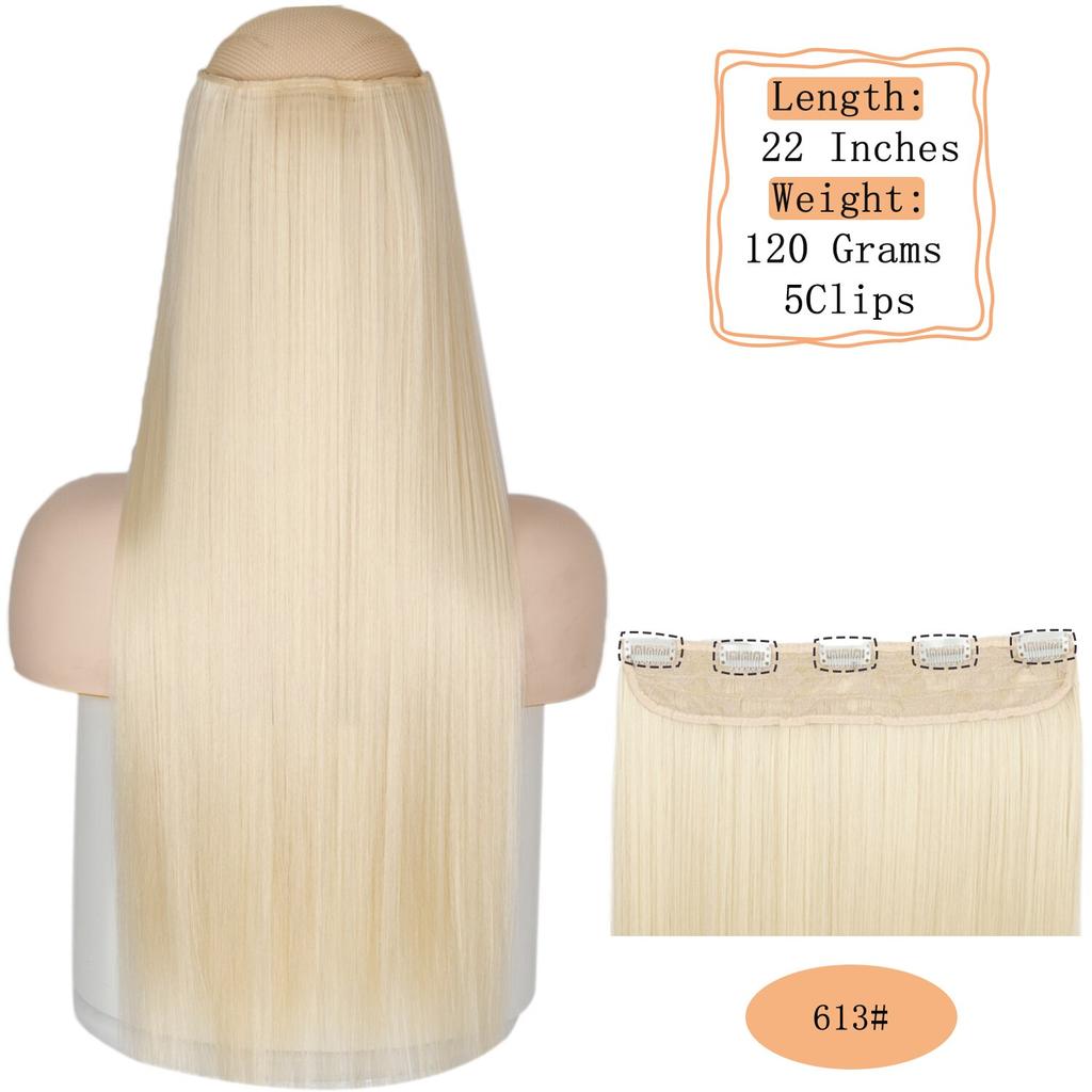 MERISIHAIR Langt rett syntetisk hårforlengelse 5 klips inn høytemperatur 22 tommer 120 g fiberhår for kvinner