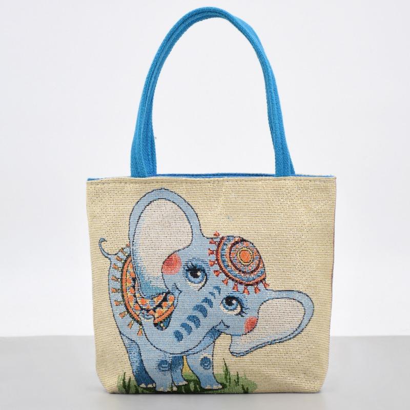 Ethnic Style Embroidery Canvas Handbag Artistic Fashion Hand In Hand Bag Lunch Bag Bento Bag