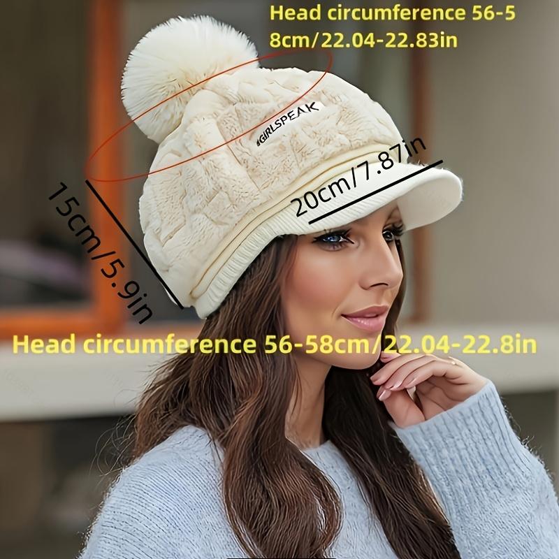 Thick Acrylic Knit Women's Elegant Plush Beret Hat WithVisor, Warm and Cozy, Solid Color, Stretch Fit, Packable, Hand Wash Only, Pull-On Closure