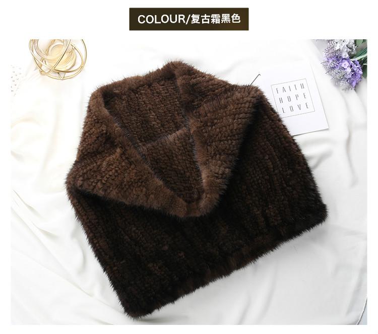MWFur Fashion Mink Fur Warp Winter Fashion Shawl Hand Knit Luxury Mink Fur Scarf Wrap Collar Shawl Shrug