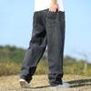 Jeans Uomo Autunnali e Primaverili Gamba Dritta Larga Taglie Forti Extra Large Pantaloni Casual Uomo Vita Alta Pantaloni per Uomo Grasso Pantaloni a Gamba Larga
