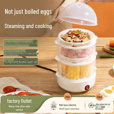 Automatic Egg Boiler Steamer for 1 Person - Multi-Function Breakfast Machine for Steamed Eggs and Custard with Auto Power-Off