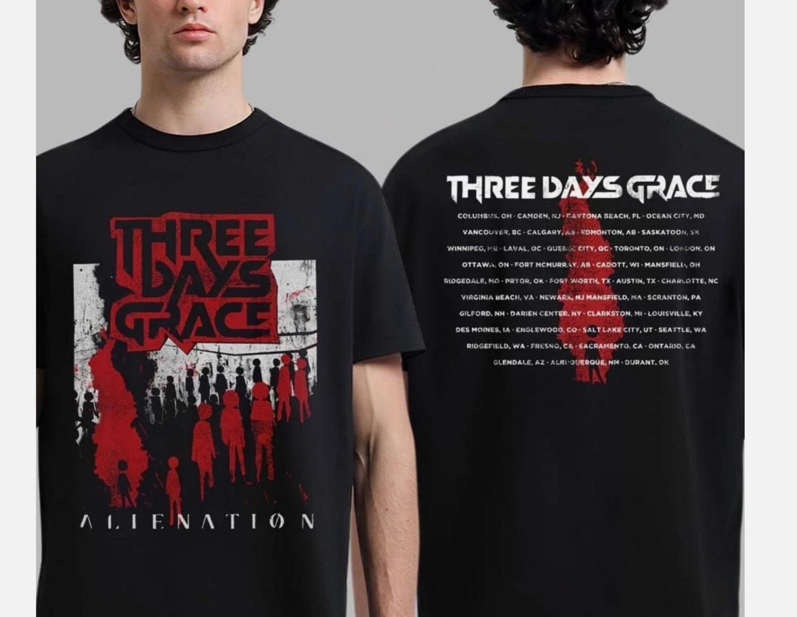 Мерч тура Three Days Grace Alienation 2025 Двусторонняя футболка 2XL