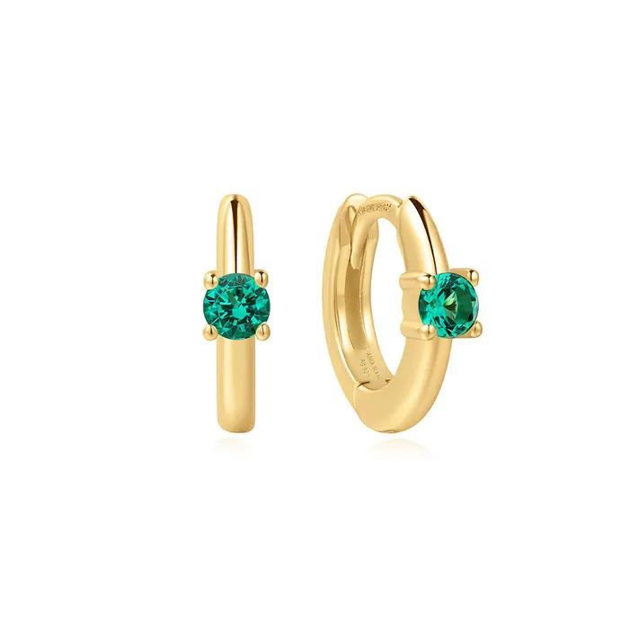 Gold Green Hunger Hoop 925 Silver Earrings E073-02G.