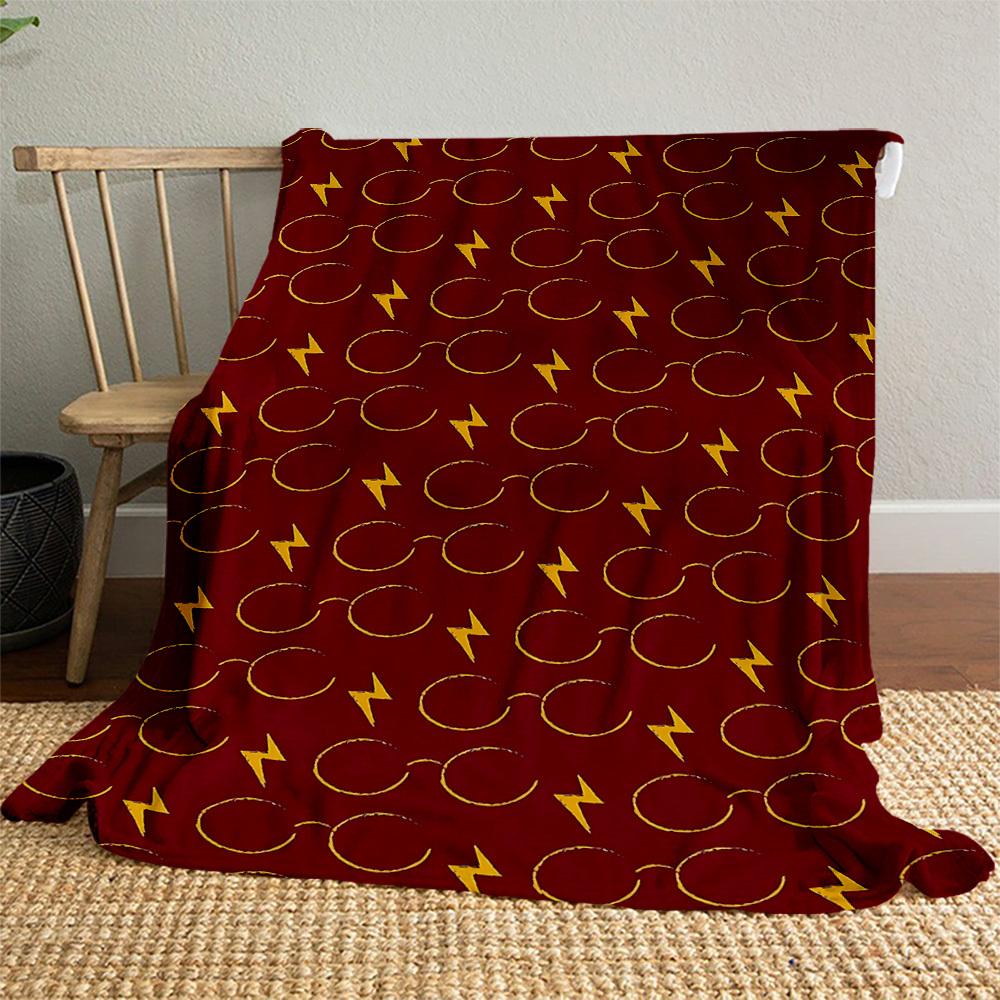 1pc Glasses Lightning Bolt Pattern Outdoor Flannel Throw Blanket All Season Soft Warmth,Home Decor 1031036