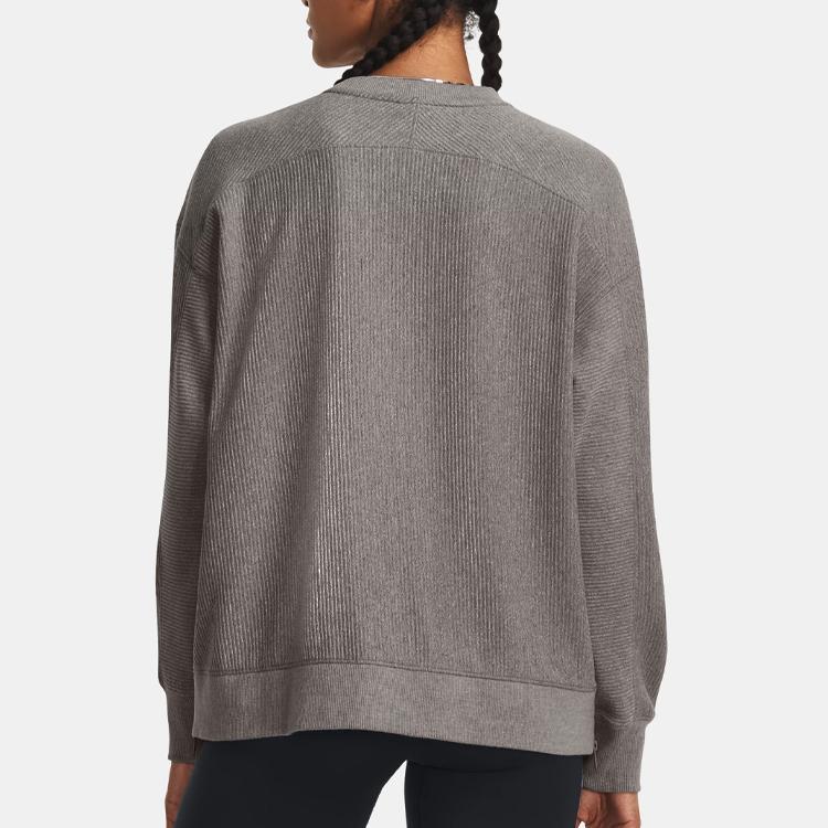 Under Armour Solid Color Crew Neck Pullover Long Sleeve Sweatshirt Women Sweatshirt Gray 1379773-294