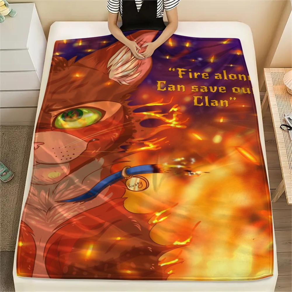 1 Peça Manta de Flanela com Estampa de Guerreiro Gato, Alta qualidade Confortável para Todas as Estações, Decoração de Casa, Calor e Conforto, Perfeita para Presentes de Natal