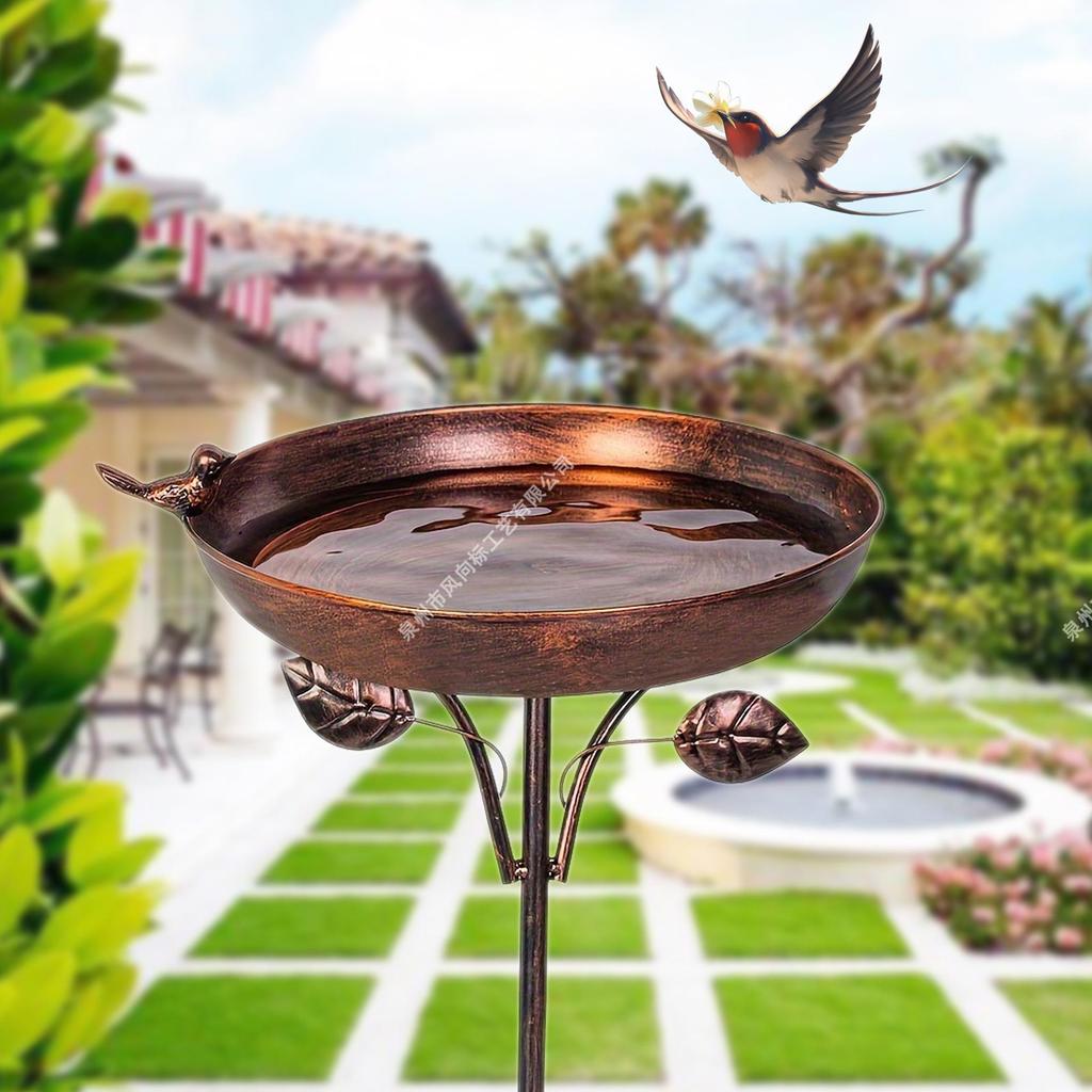 Metall-Kolibri-Futterspender für den Außenbereich & Retro-Schmiedeeisen-Vogelbad zur Rasendekoration