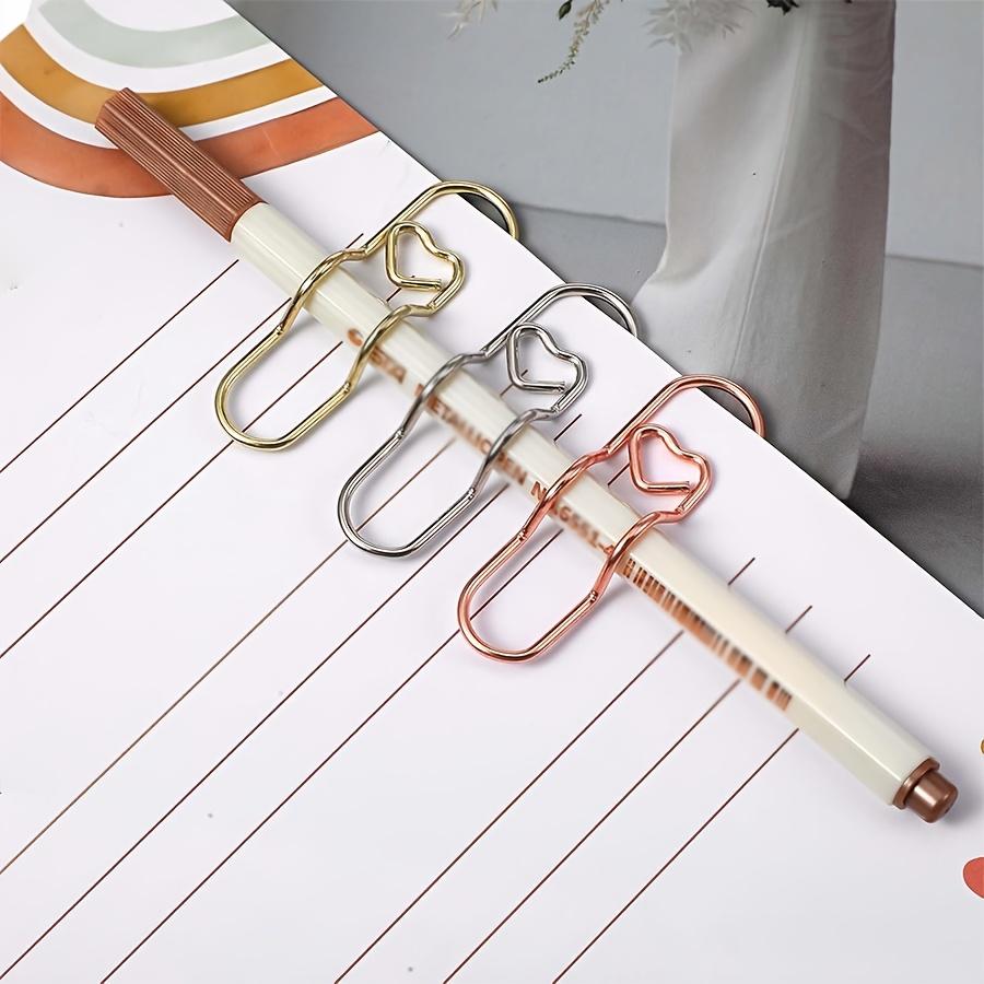 6Pcs Metal Heart Shaped Pen Holder Clips Portable Notebook Loop Clamps For Books Journals Bookmarks