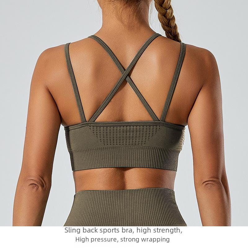 Fünfteiliges nahtloses Fitness-Set für Damen: Sport-BH, Yogahose, Yoga-Top, Laufanzug