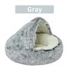 Plush Hooded Pet Bed Round Fluffy Soft Cat Bed Pet Cushion Warm Cat Dog 2 In 1 Sleeping Nest Cave for Small Dogs