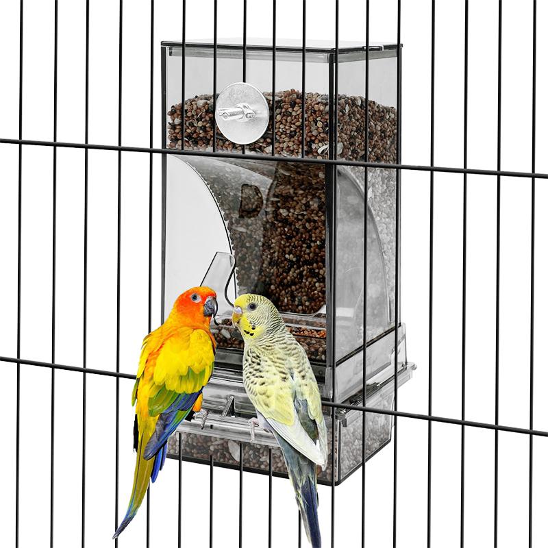 

Автоматическая кормушка для птиц без мусора для клетки, прозрачные акриловые кормушки для семян попугаев, контейнер для корма для клетки чистый