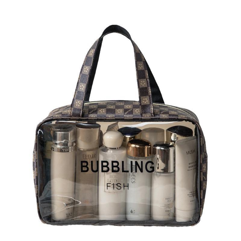 Large Capacity Waterproof PU Transparent Cosmetic & Toiletry Bag for Travel and Swimming