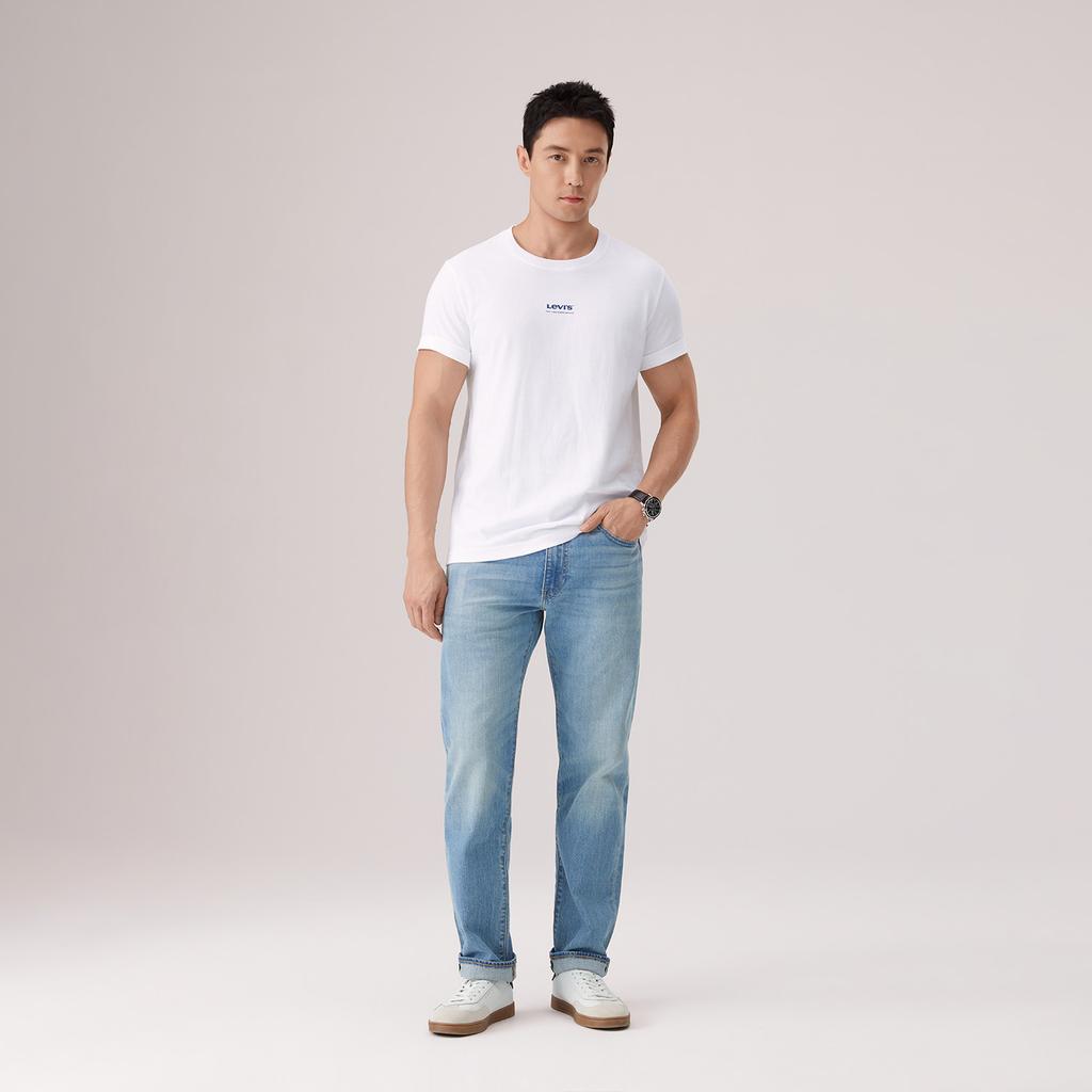 Levis Classic Logo Print Loose Vintage Crew Neck Comfortable Short Sleeve T-Shirt Unisex tops White 000S5-0000