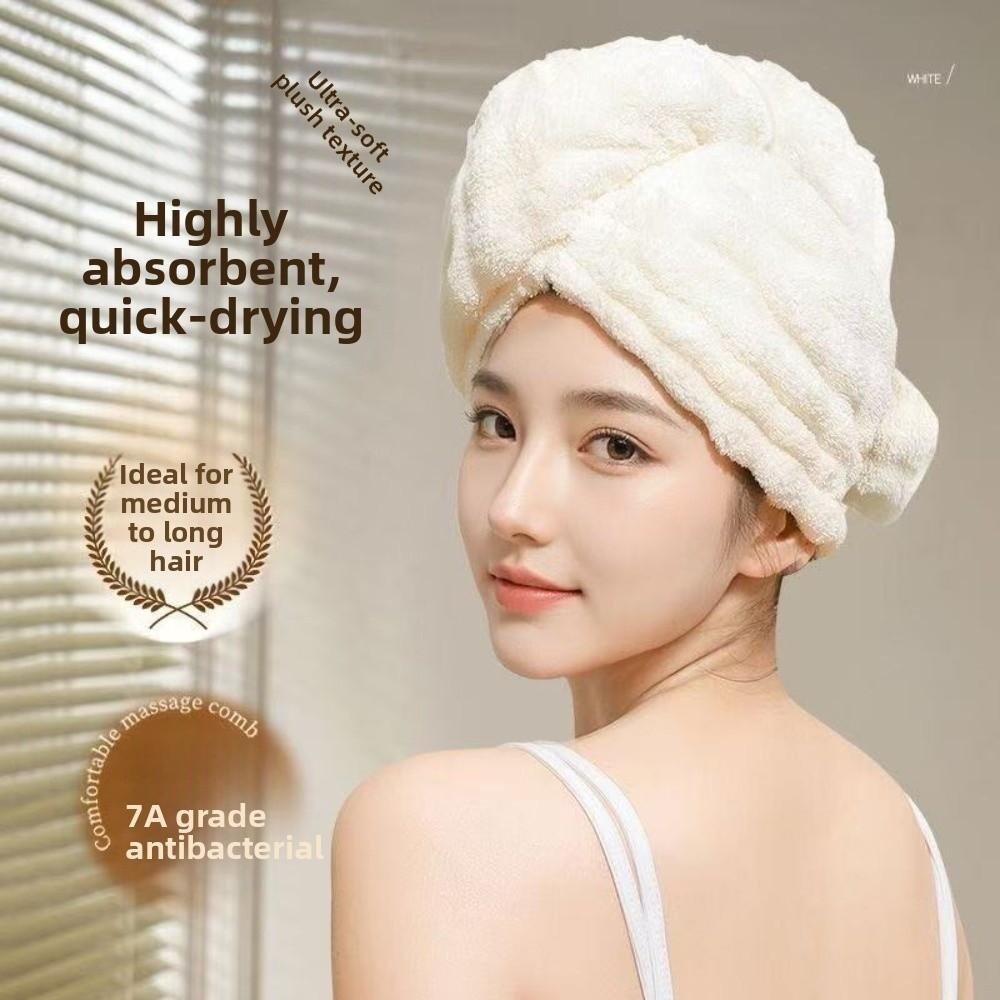 Thickened Hair Drying Cap Quick-drying Shower Cap Wiping Hair Towel  For Women with Long Hair