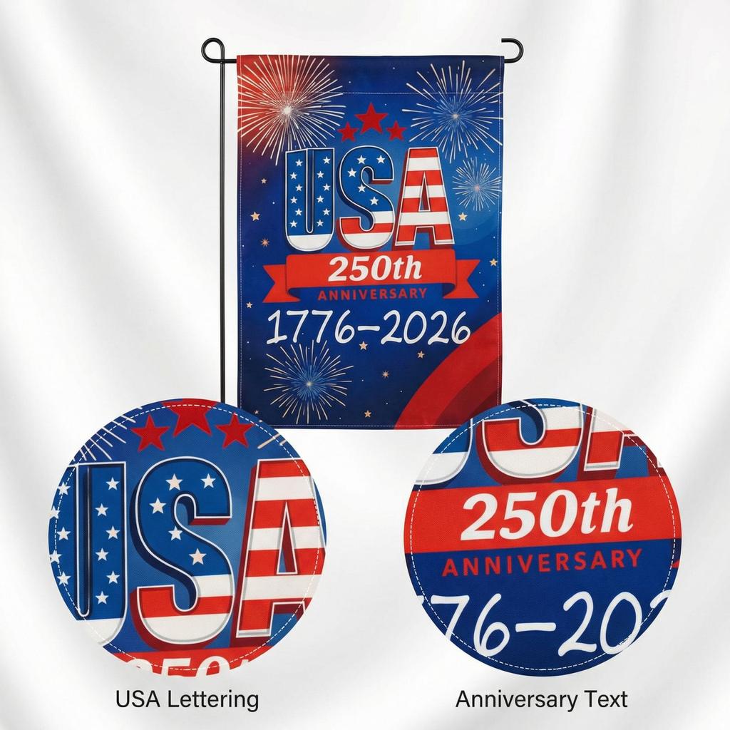 The People 1776-2026 Flag Memorial Day Patriotic 250th Birthday 250 Years United States Indoor Garden Decoration (250 YEARS)