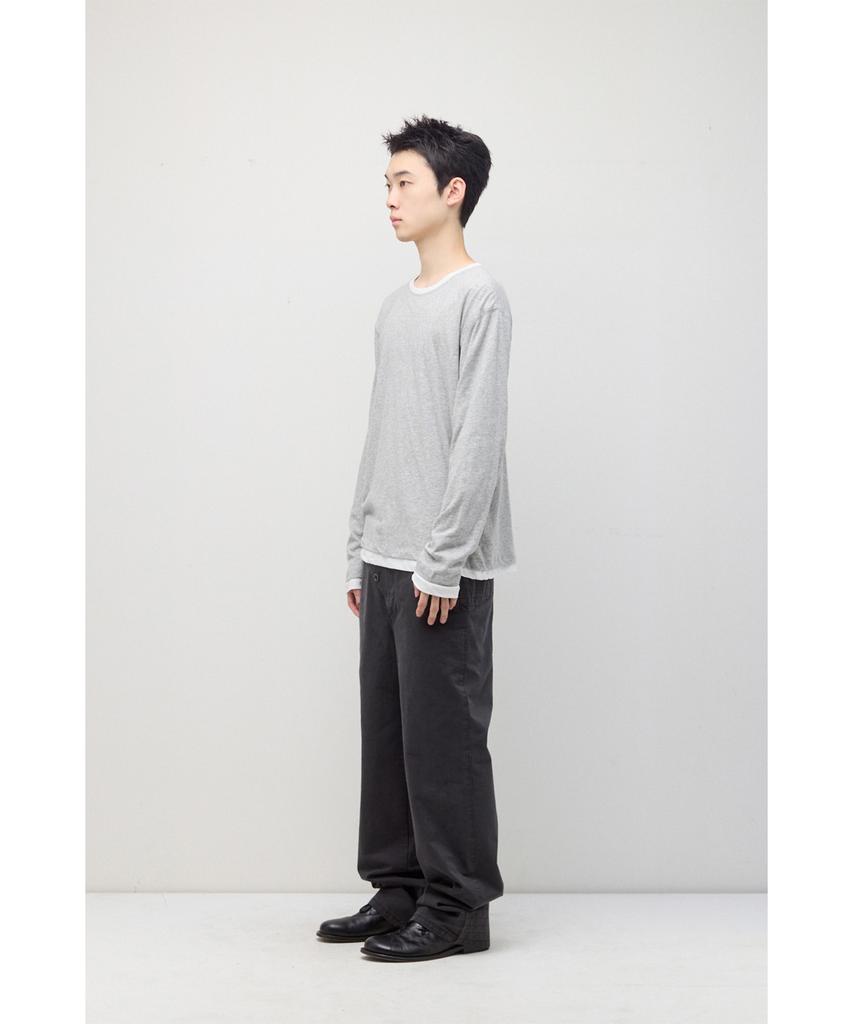 HATCHINGROOM Two Face Ringer Tee M.Grey/White
