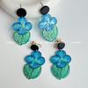 High-End Blue Floral Acrylic Earrings - Simple, Versatile, Fresh Forest Style