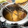 304 Stainless Steel Tempura Fryer with Thermometer for Oil-Saving On Induction and Gas Stoves