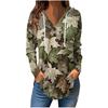 Women's Casual Fashion Solid Color V Neck Long Sleeve Button Hoodie Tops