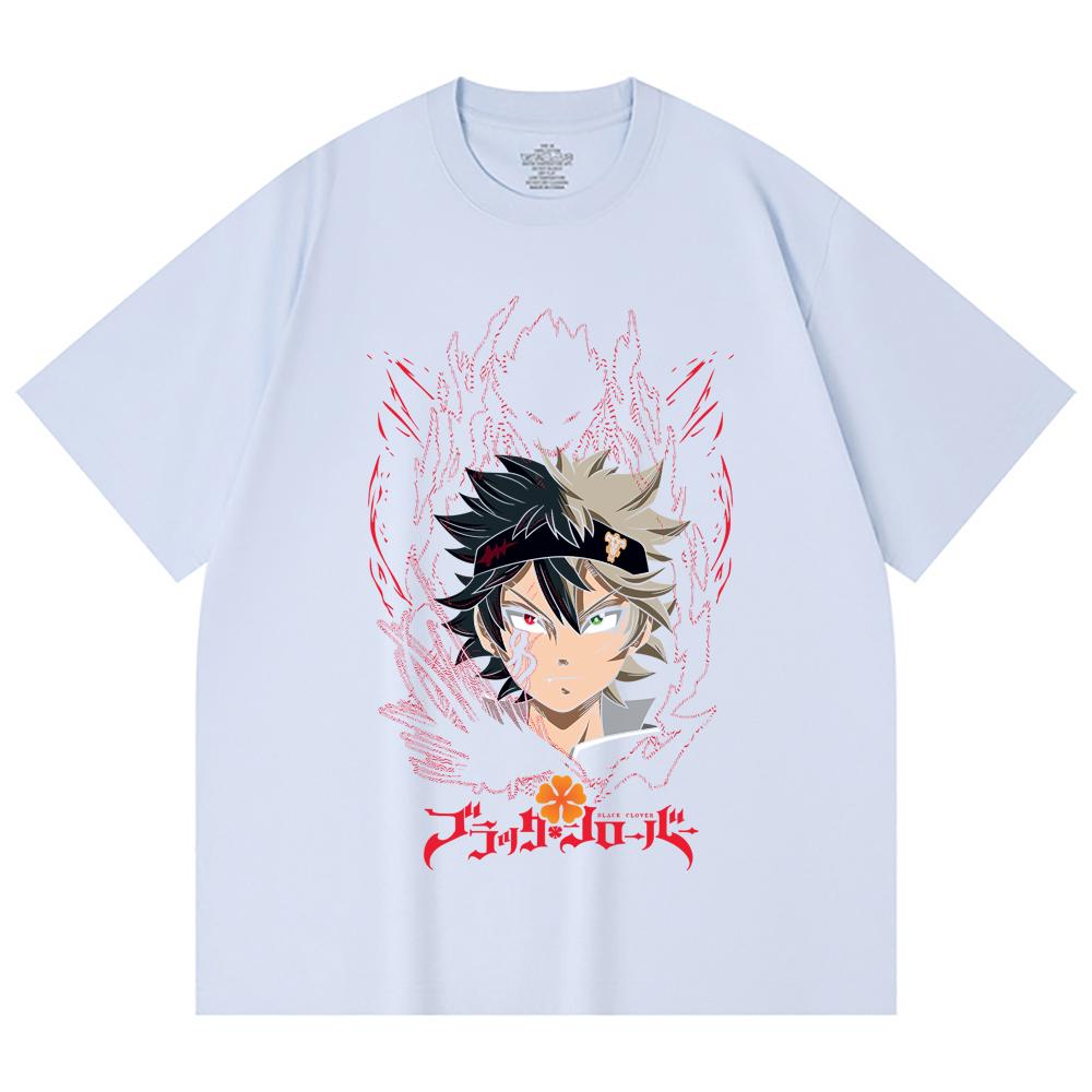 230 Gsm 100% Cotton Black Clover V4 Asta Print Unisex Heavy Cotton T Shirt