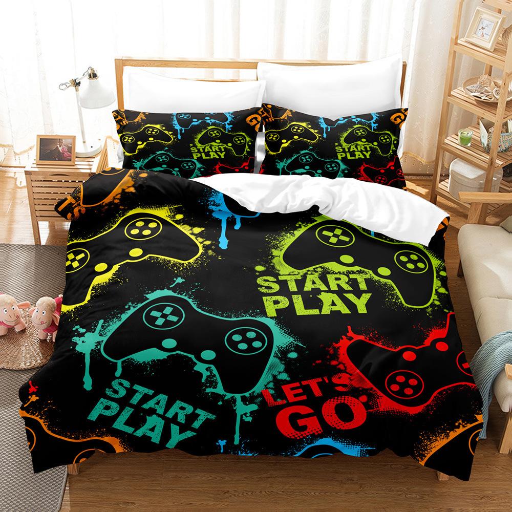3D Digital Printing Three-Piece Quilt Cover Gamepad Three-Piece Set