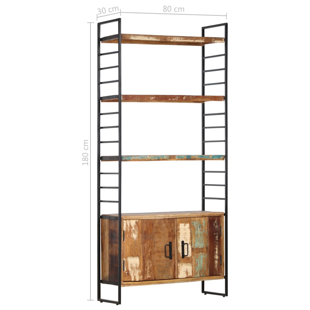 4 Tier Bookshelf 80 X 30 X 180 Cm Reclaimed Wood Brown