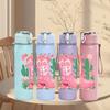 1PC Pink Cowboy Boot Cactus Western Print 750ml Color Plastic Sports Water Bottle Leakproof Flip Straw Lid Suitable for Sports Office Home Use