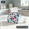 1pc Tissue Box, Flat Floral/ Pink Flowers Leaves/ Fresh Romantic Pattern, 2D Flat Printing, Crafted with Strong Polyester, Can Be Folded, Tissue Holde